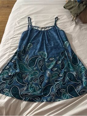 Girls' Blue Paisley Spaghetti-Strap Dress